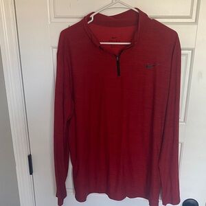 Nike Men's Red Long-Sleeve Dri-FIT Quarter-Zip Pullover